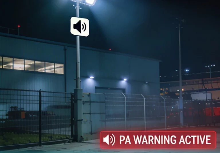 Smart lighting and PA system automation via AIoT integration solutions for site security