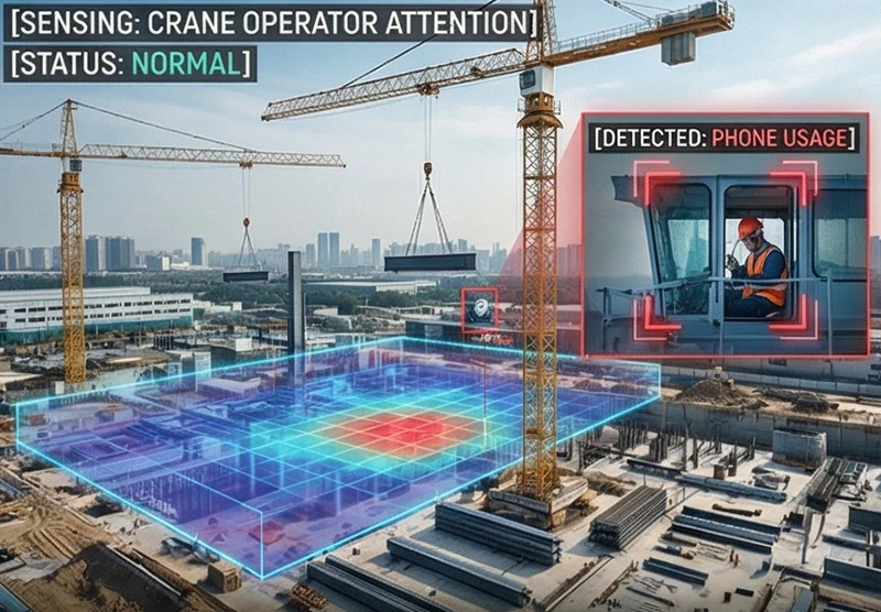 Crane operator distracted activity detection and mobile phone monitoring in real-time